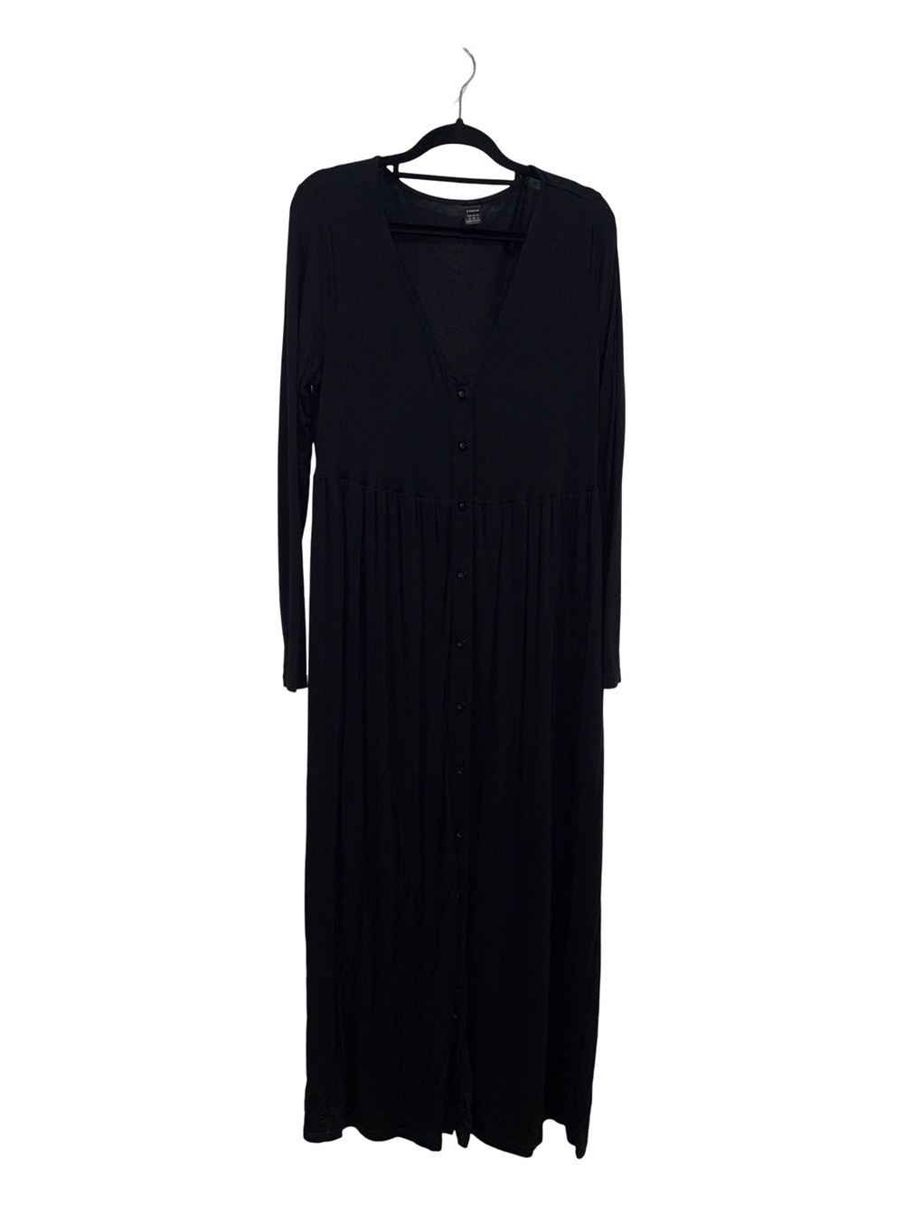 🏡 SHEIN Long Sleeve Button-Front Maxi Dress - Black - Size M